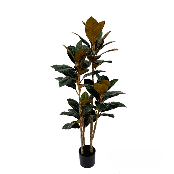 Rubberboom kunstplant 140 cm - Ficus elastica met 3 stammen