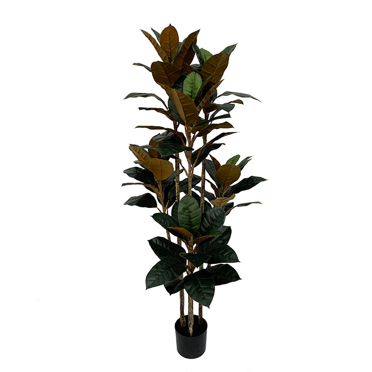 Rubberboom kunstplant 160 cm - Ficus elastica met 3 stammen