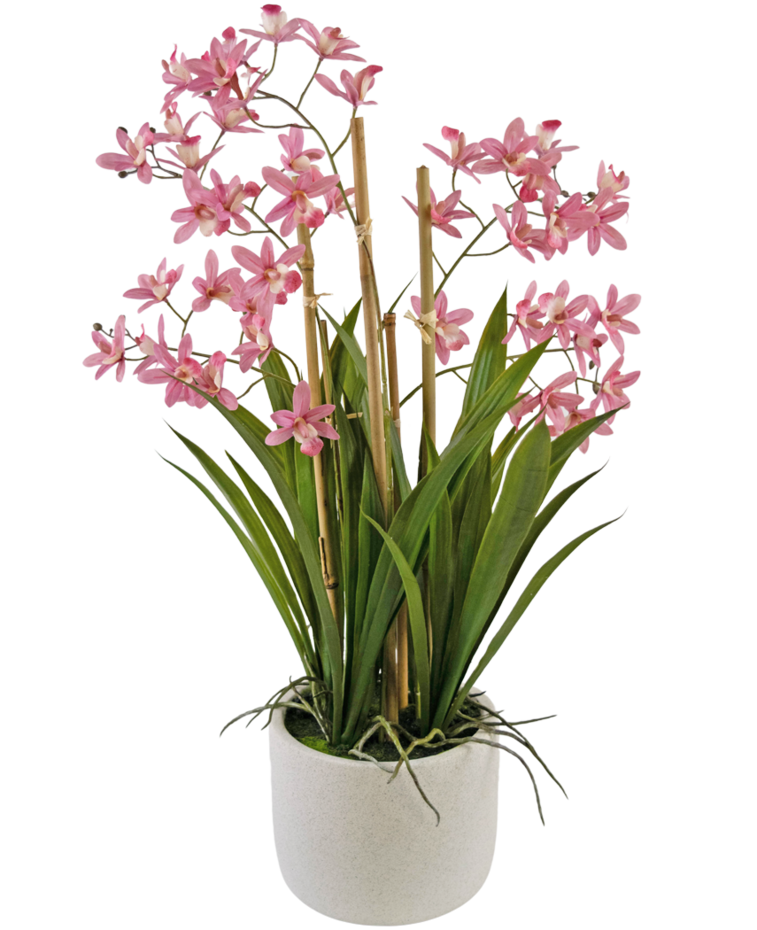 Kunstplant Mini Cymbidium Real Touch 58 cm roze