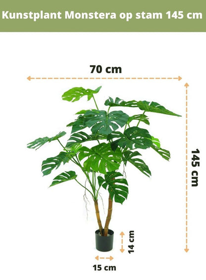 Plastic monstera boom met 145cm stam